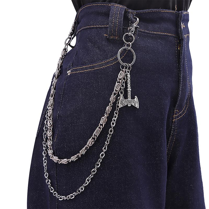 Double Headed Rivet Pentagram Pants Chain For Men Women Multi-Layer Waist Chain Fashion Hip-Hop Punk Metal Pants Chain Gifts