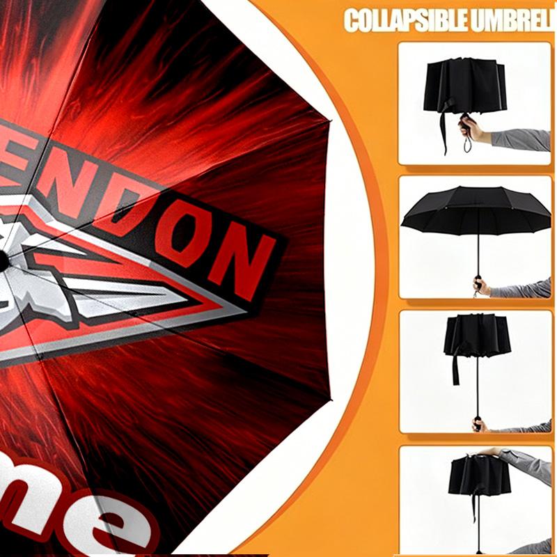 Custom Name Personalized Essendon Football Print Umbrella, Auto Open Close, 8‑Rib Sturdy Frame, Commute Camping Hiking Use, Birthday Gift