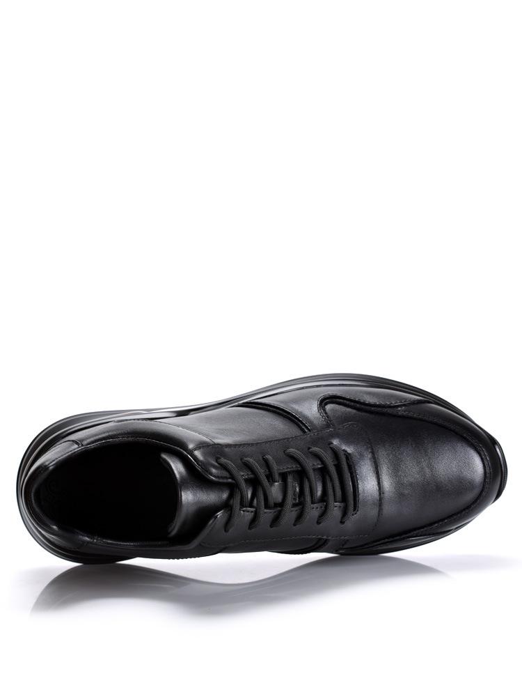 Men's Genuine Leather Comfortable Fashion Lace-Up Casual Sports Shoes with Thick Soles & Height Boosting, Breathable & Trendy Design