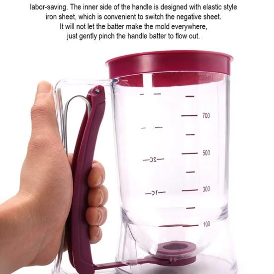 Handheld Batter Funnel Separator BPA-Free Safe Materials Leak-Proof Sealing Precise Measurement 1-4 Cups Integrated Baking Funnel