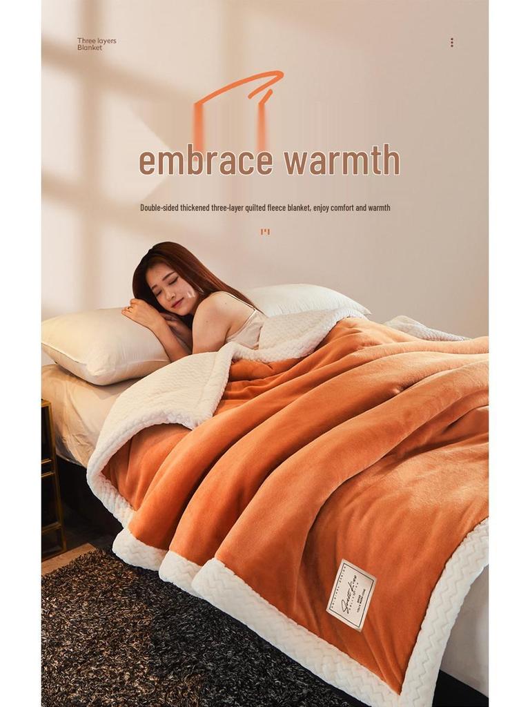 Thickened Three-Layer Milk Velvet Baby Blanket, Machine Washable Fleece Gift Cover