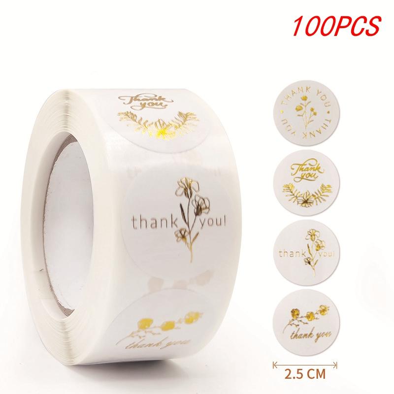

100-500Pcs 1Inch/2.5CM Golden Thank You Stickers For Gift Card Box Package Party Wrapping Decorate Baking Food Small Business