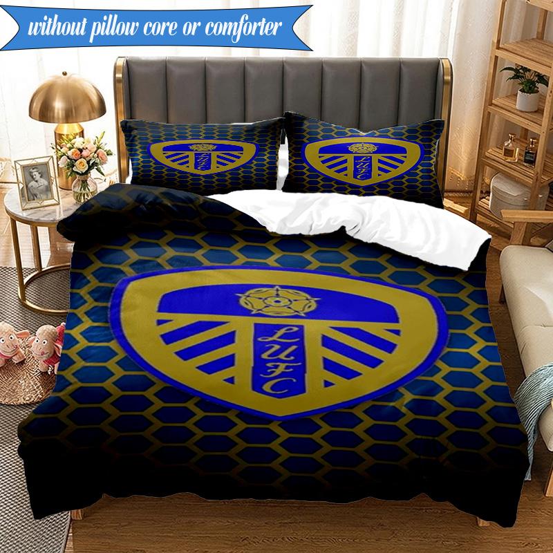 3-teiliges Weiches Bettwäscheset mit Leeds-Wappen-Design, Inklusive 1 Bettbezug und 2 Kissenbezügen, Perfekt für Schlafzimmer, Wohnheim, Fan-Geschenk