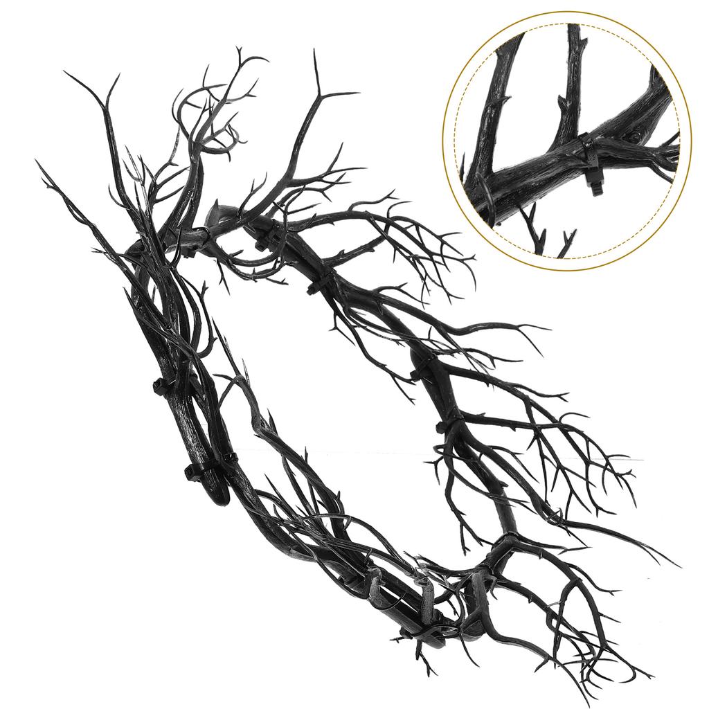 Halloween Wreath Black Twig Garland Fake Branch Decor Artificial Door Wreath Hanging Nament Front Door Garlands Festive Party