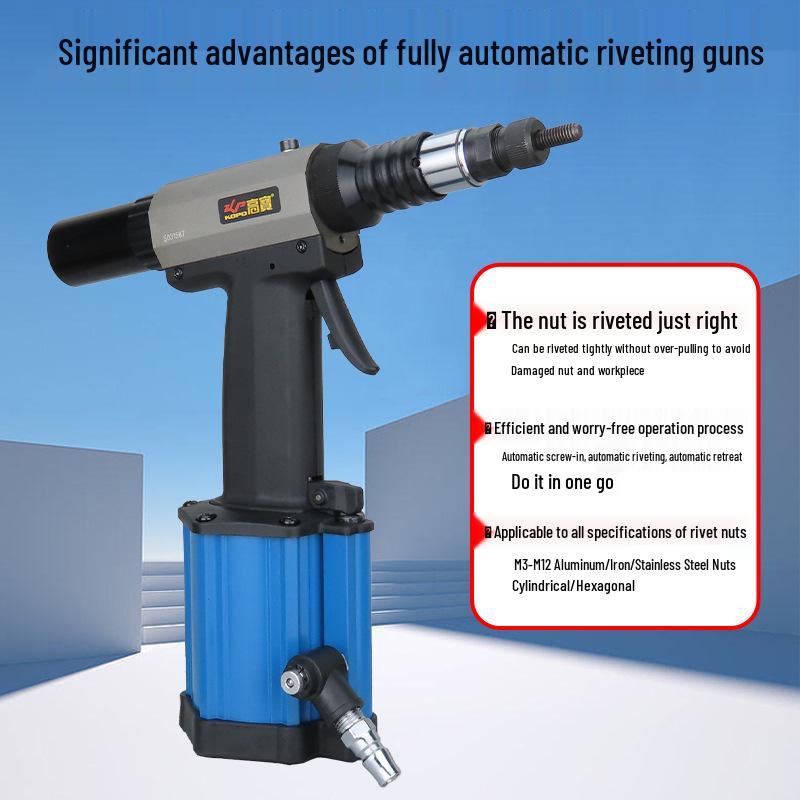 Gaobao Industrial-Grade Fully Automatic Pneumatic Rivet Nut Gun: M3-M8 Riveting Tool