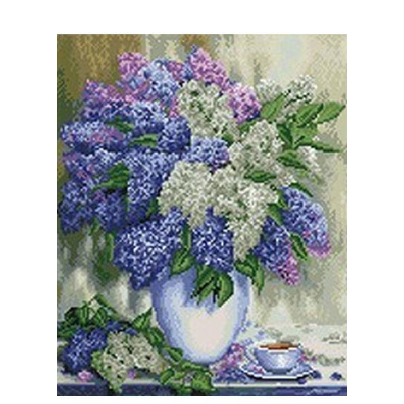 5D Round Full Diamond Painting Purple Lilacflower Needlework Embroidery Patterns Rhinestone Cross Stitch Mosaic