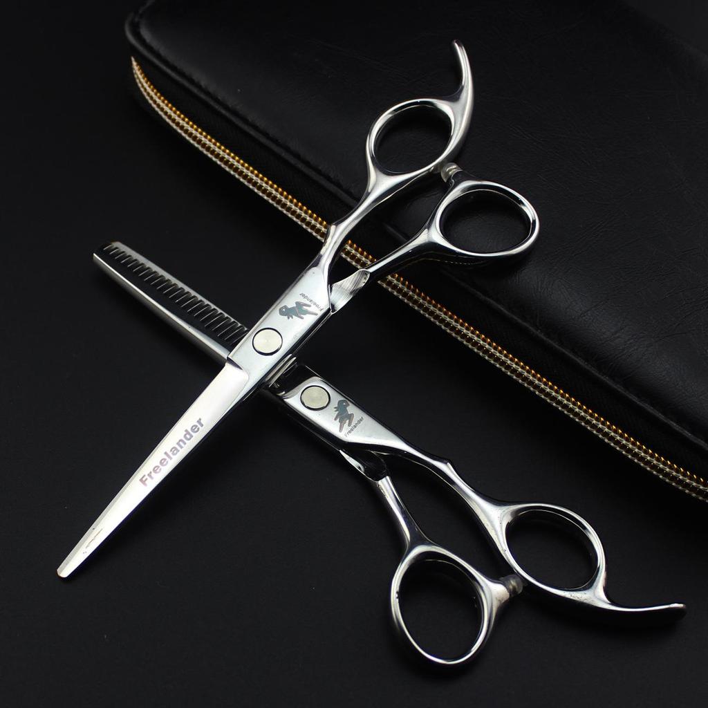 6.0-Inch Shenxinzhe Black Barber Hairdressing Scissors - Straight & Thinning Shears