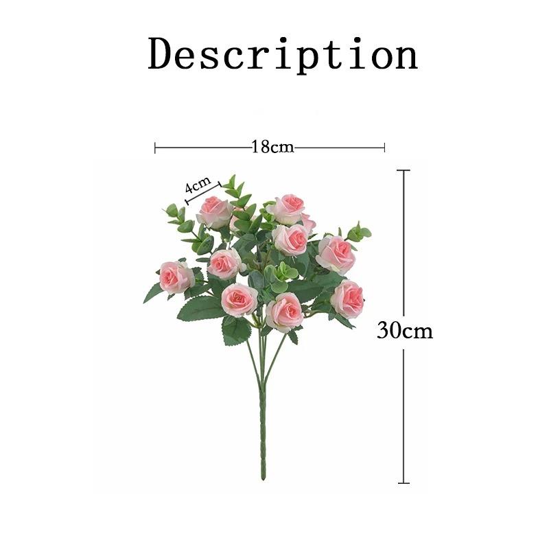 Artificial Eucalyptus Leaves & Silk Roses Bouquet, Fake Flowers for Vase, Home Outdoor Garden Festival Wedding Party Table Decor