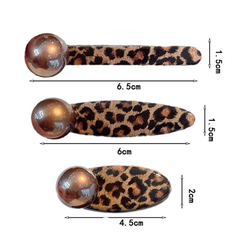 2Pcs Coffee Leopard Print Hairpin Side Clip Side Bangs Clip Temperament Love Duck Bill Clip Female Word Hairpin Hair Accessories