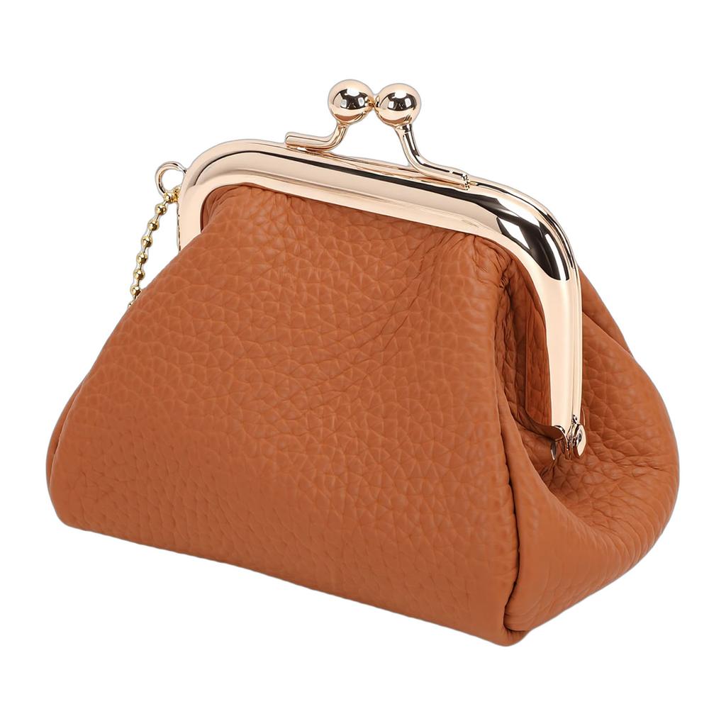 Vintage Change Purse PU Leather Wide Opening Tiny Wallet Jewelry for Lipstick