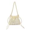 French Pearl Handbag: Elegant Women's Beaded Evening Bag, Large Capacity, Handmade Woven Shoulder Bag.