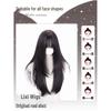 Long Straight Black Tea Lolita Wig for Women with Full Bangs and Natural Scalp