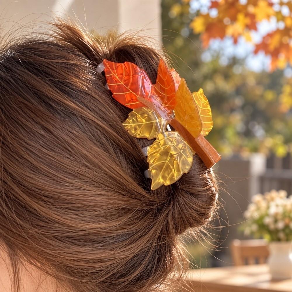 Acrylic Shark Hair Clip Maple Leaf Shape Grab Hair Clip Large Hair Claw Hair Styling Tool