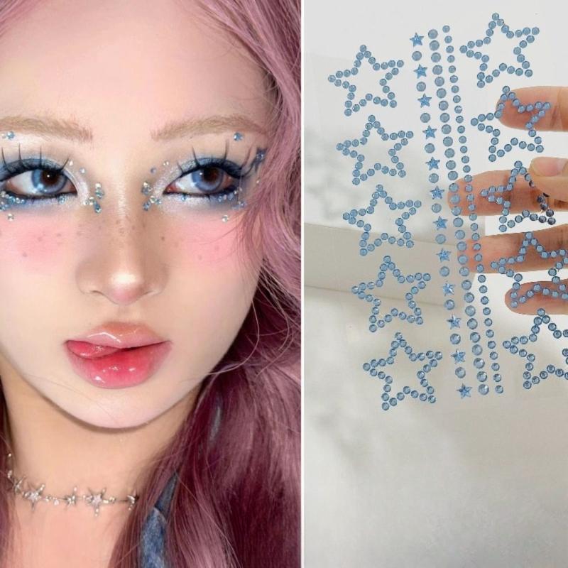 Bellissimi adesivi 3D con strass di cristallo lucido e stelle di perle, album di ritagli, custodie per telefono fai da te, decorazioni per spettacoli di danza, adesivi per il viso.