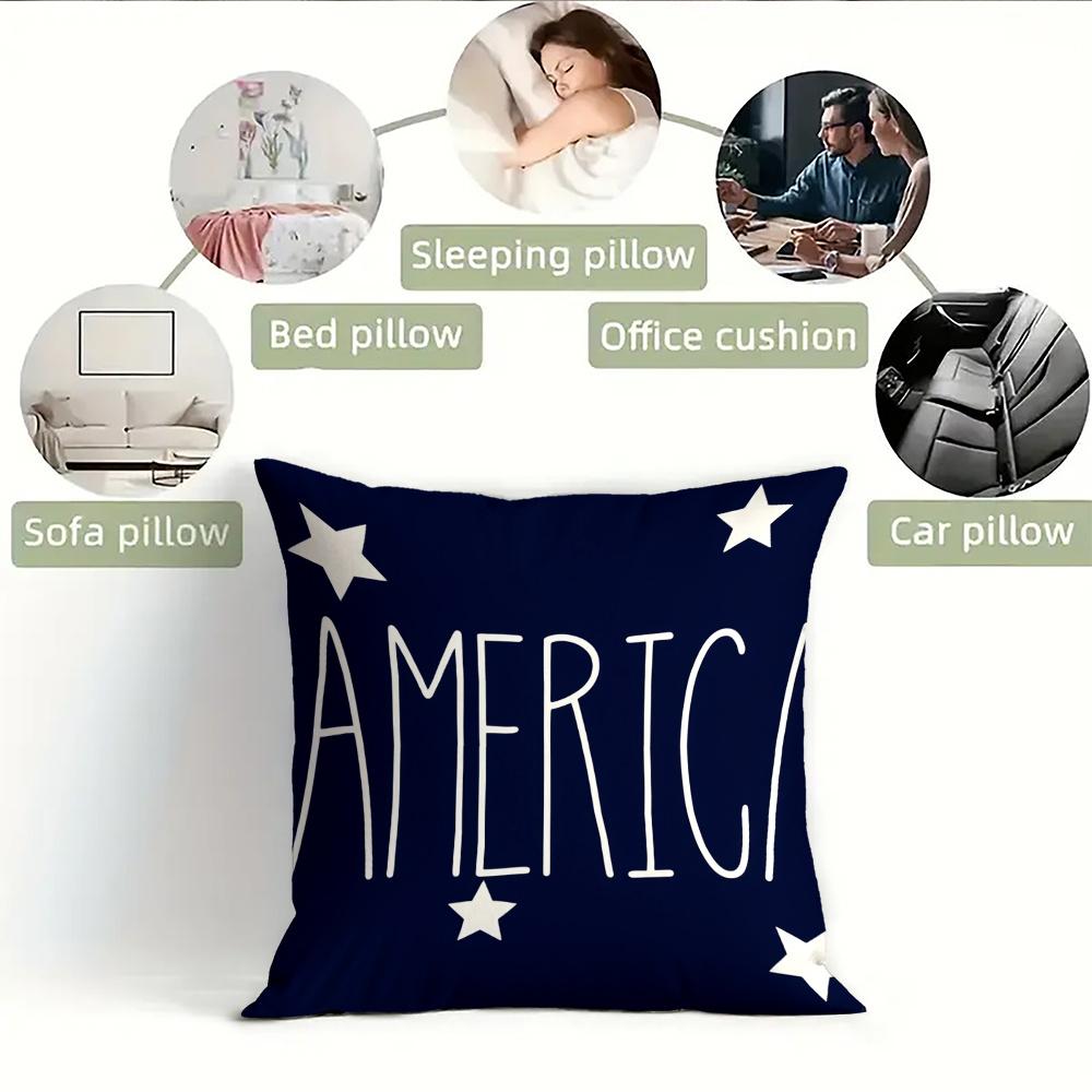 Independence Day Patriotic Pillow Cover American Flag Star Striped Freedom Let Freedom Ring Home Decorations Cushion Case Sofa