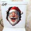 Funny Holiday Party Decorations Santa Toilet Sticker Christmas Lid Decal Self-Adhesive 3D Durable Festive Home Accessories Hole Waterproof PVC Wall