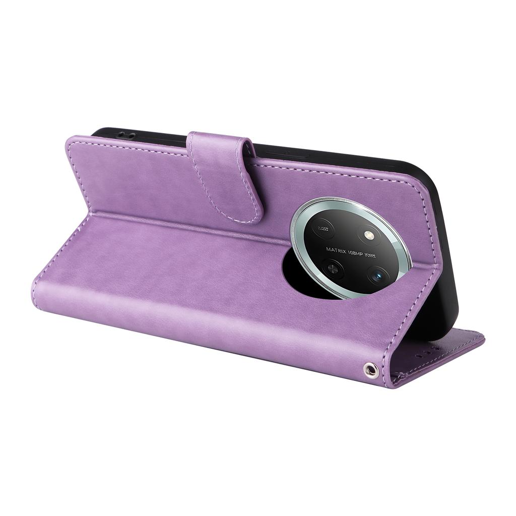 Skórzane etui na telefon dla Honor Magic7 Lite 5G/X9c 5G/X60 Pro 5G z nadrukiem motyla i kwiatów, portfel, etui ze stojakiem