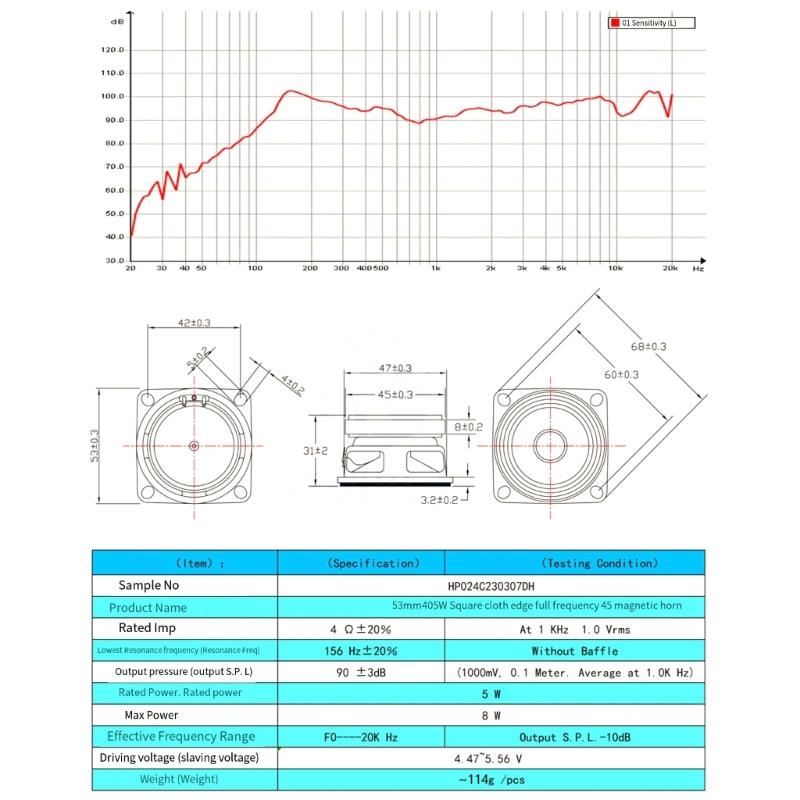 2.09Inch Audio Speaker 4Ohm 5W 10W HighPower- Loudspeaker Speakers Audio Horn 53mm Square Internal Magnetic