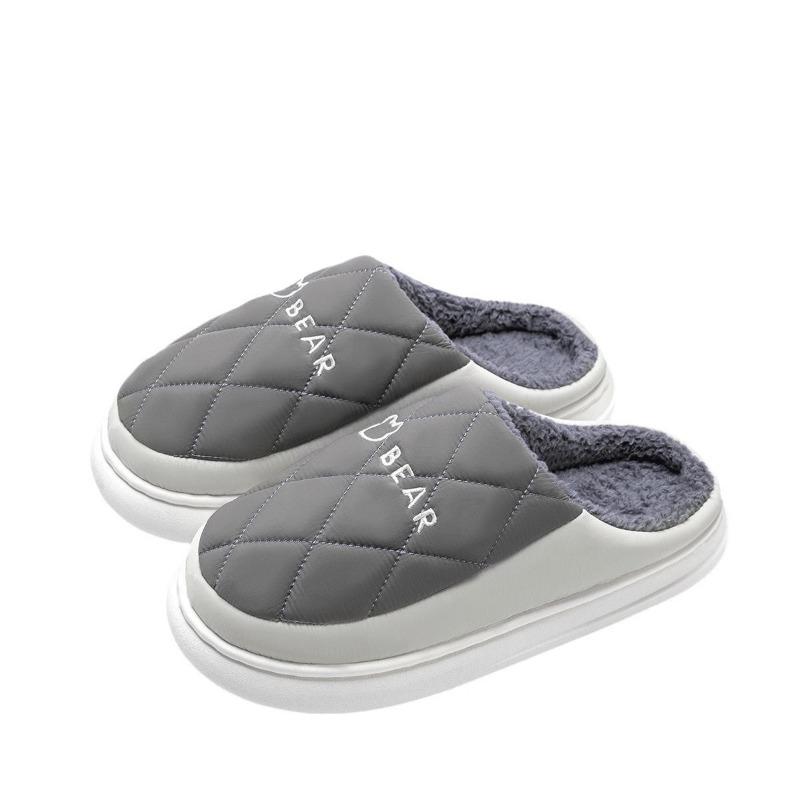 Waterproof cotton slippers men's youth autumn and winter new indoor home thick bottom non-slip wool slippers women
