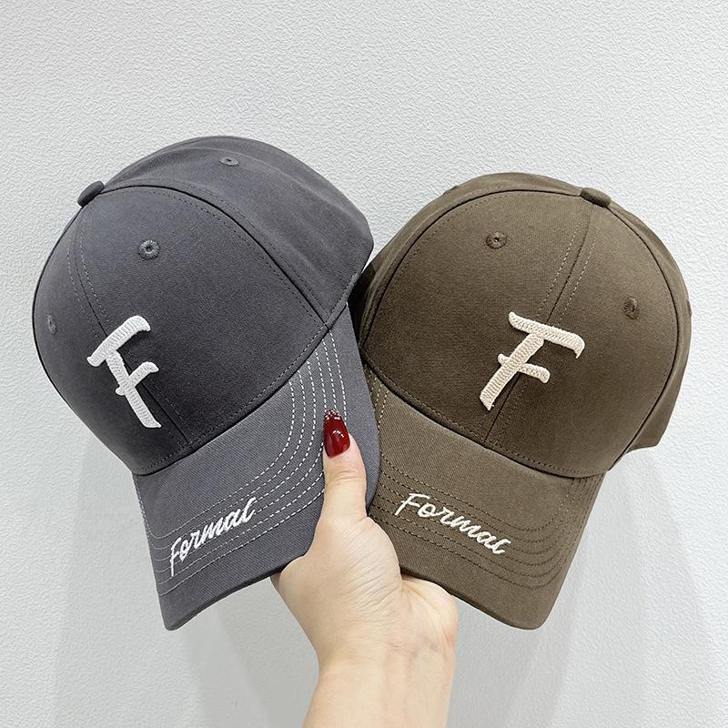 New Casual F Letter Embroidered Baseball Cap Women Show Small Face Deepen Hard Top Ins Sunshade Travel Versatile