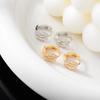 Korean Style Double Row Zirconia Stud Earrings for Women - Elegant Silver Needle Design