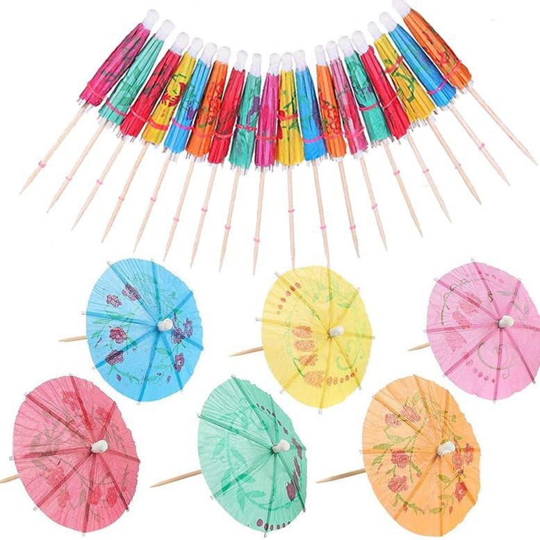 Mini Paper Umbrella Picks for Cake and Fruit Decor