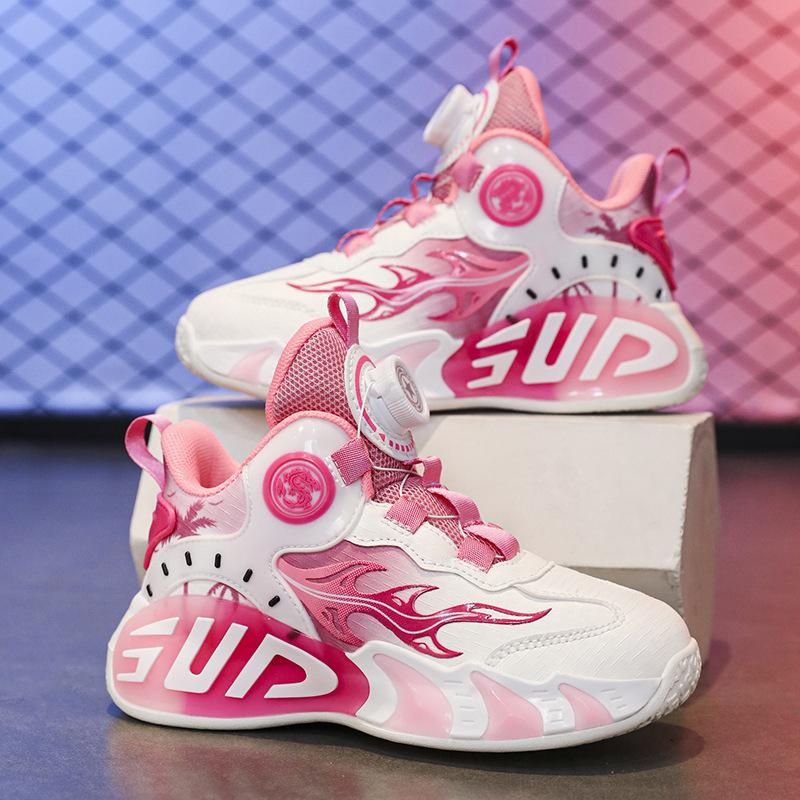 Pantofi de baschet pentru copii pantofi sport cu nasturi sunet de frecare primăvara și toamna suprafață din piele pantofi de antrenament pentru băieți și fete pantofi de alergare noi