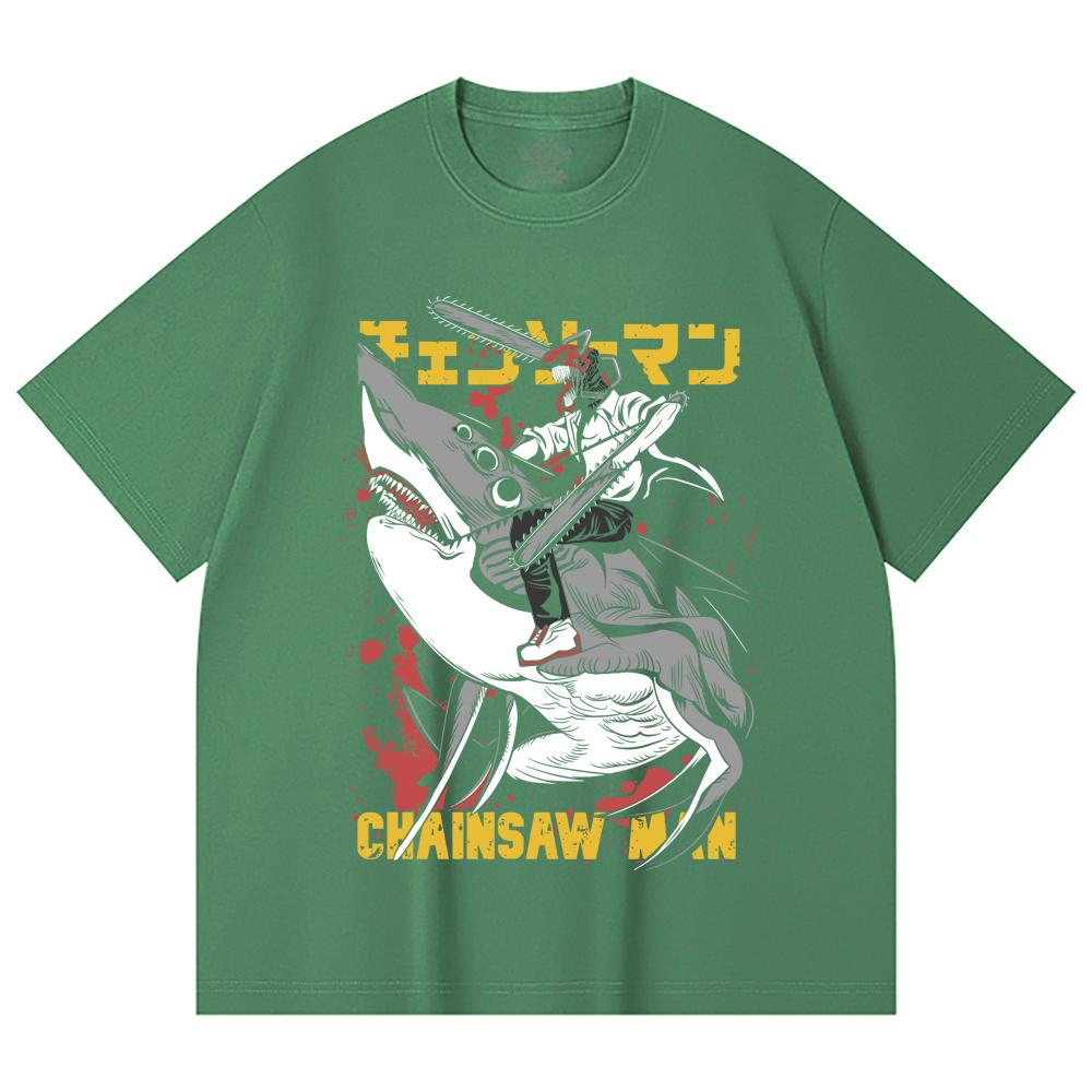 230 Gsm 100% Cotton Chainsaw Man V43 Denji Print Unisex Heavy Cotton T Shirt