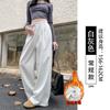 White Gray Sweatpants Women's Spring and Autumn New Straight Sweatpants Fleece Small Casual Wide-leg Pants