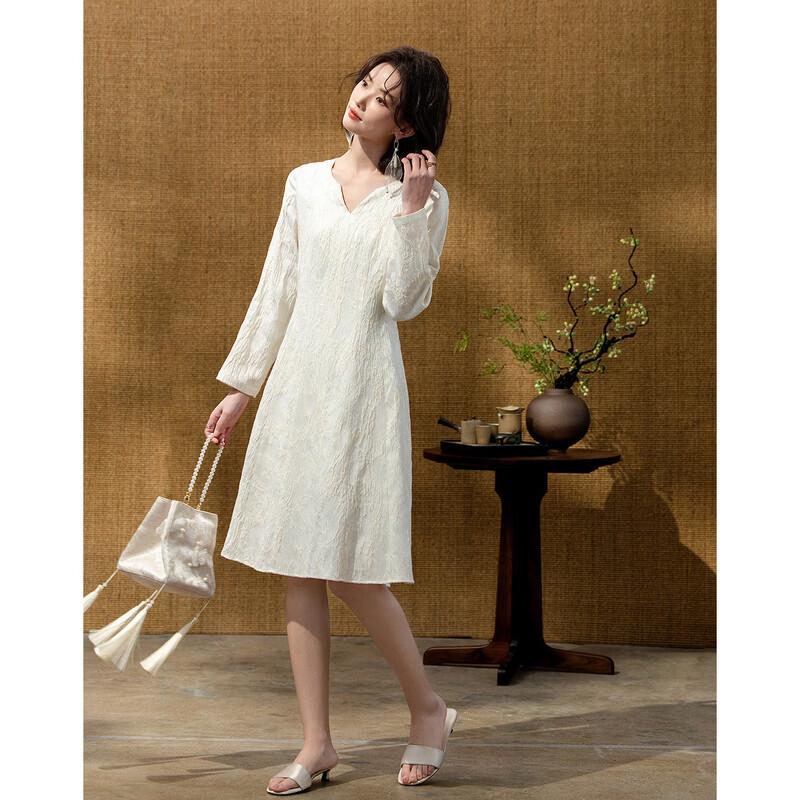 Demana New Chinese Style Embossed Jacquard A-Line Dress