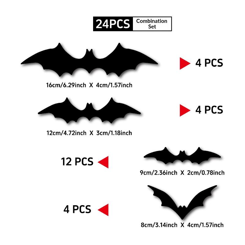 Halloween 3D Luminous Bat LED Wall Sticker Night Light No Residue Bat Decor for Haunted House Bar Party Decorations