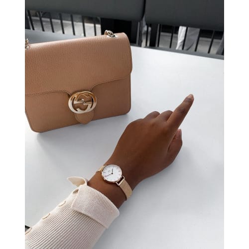 [Official Shop/2-Year Warranty/Authentic Import] Daniel Wellington DW Women's Petite Melrose 32mm Watch, Stylish, Popular, Cute, Simple Mesh Watch, Pe