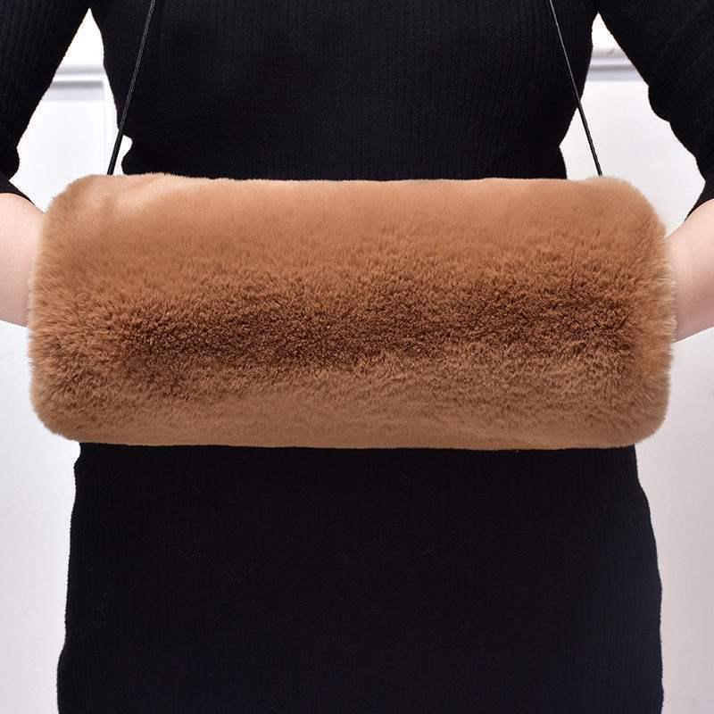 Cozy Faux Fur Muff Sleeve Hand Warmer - Winter Plush Tube Glove