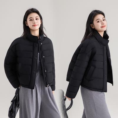 Light and Short Cotton Clothes Women's Winter Clothes Fashionable and Simple Solid Color Small Stand-up Collar Warm Jacket