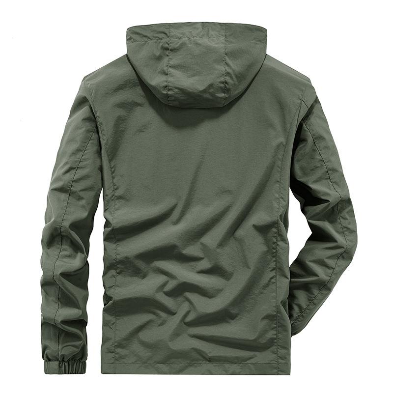Spring and Autumn Jacket Men's Thin Casual Jacket Jacket Youth Loose Large Size Hooded Sports Jacket