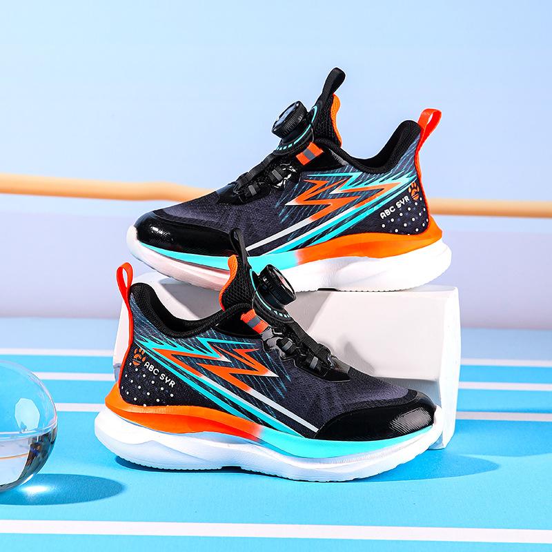 Foreign trade new four-season children's basketball shoes medium and old children's rotating buckle breathable mesh non-slip and wear-resistant act