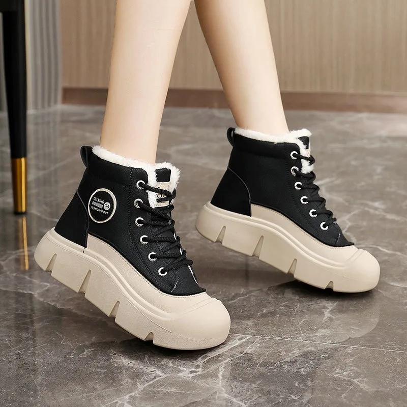 Scarpe Invernali da Donna Nuove Sneakers Casual High Top Scarpe con Rialzo Piattaforma per Donna Scarpe Calde in Cotone Peluche Zapatos Mujer