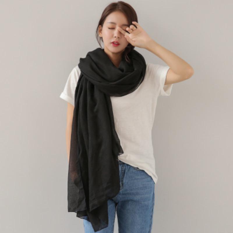

Spring Autumn Oversized Cotton Linen Scarf Solid Color Ethnic Style Shawl Sunscreen Beach Towel Scarf For Women Seaside Vacation 180x120cm чёрный