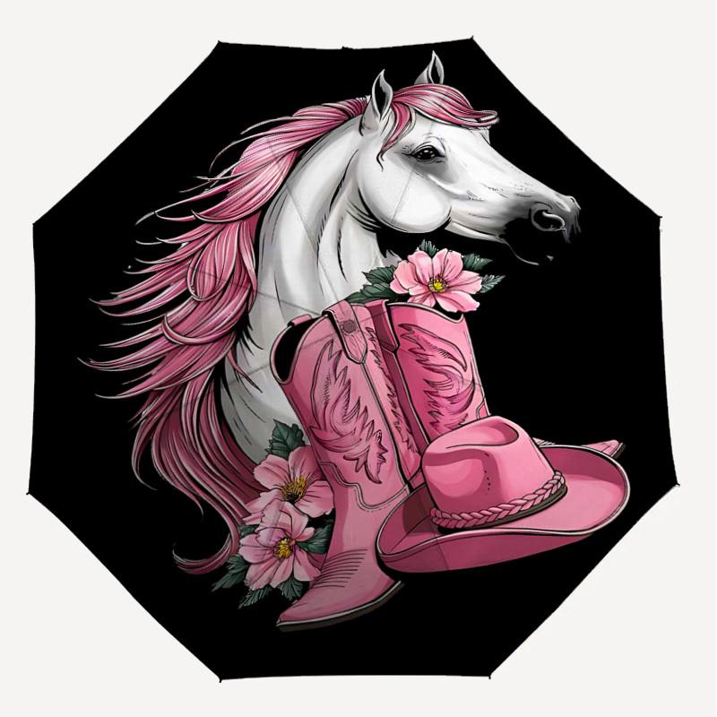 1PC cowgirl, boots Automatic Open/Close Umbrella Compact Folding Umbrella with 8-Rib Shaft lightweight esign, Fashion Lovers1240A