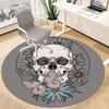 1pc Skull Flowers Office Round Area Rug, Under Office Chairs Bedroom Living Room Home Decor, Room Deco