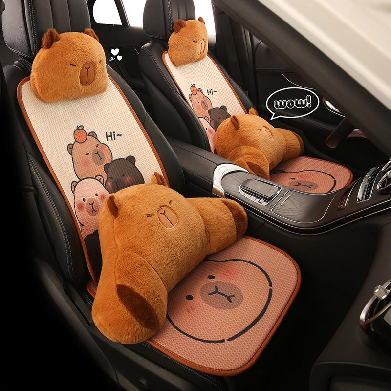 Cute Capybara Cartoon Hydrochoerus Universal Car Seat Cover Breathable Comfortable Cushion for Vehicle Seat Protection