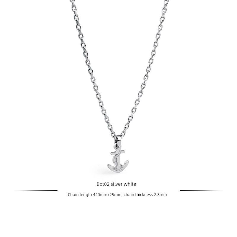 

Series Boat Anchor Men s Special Interest Light Luxury Gift Pendant Necklace Bot02 Silver White Chain Length 440Mm+25Mm