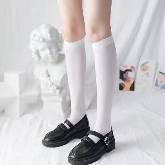 Socks Women'S Summer Thin Stockings Micro-Pressure Calf Socks Thin Leg Jk Knee Socks Black And White Stockings Zhuji Socks
