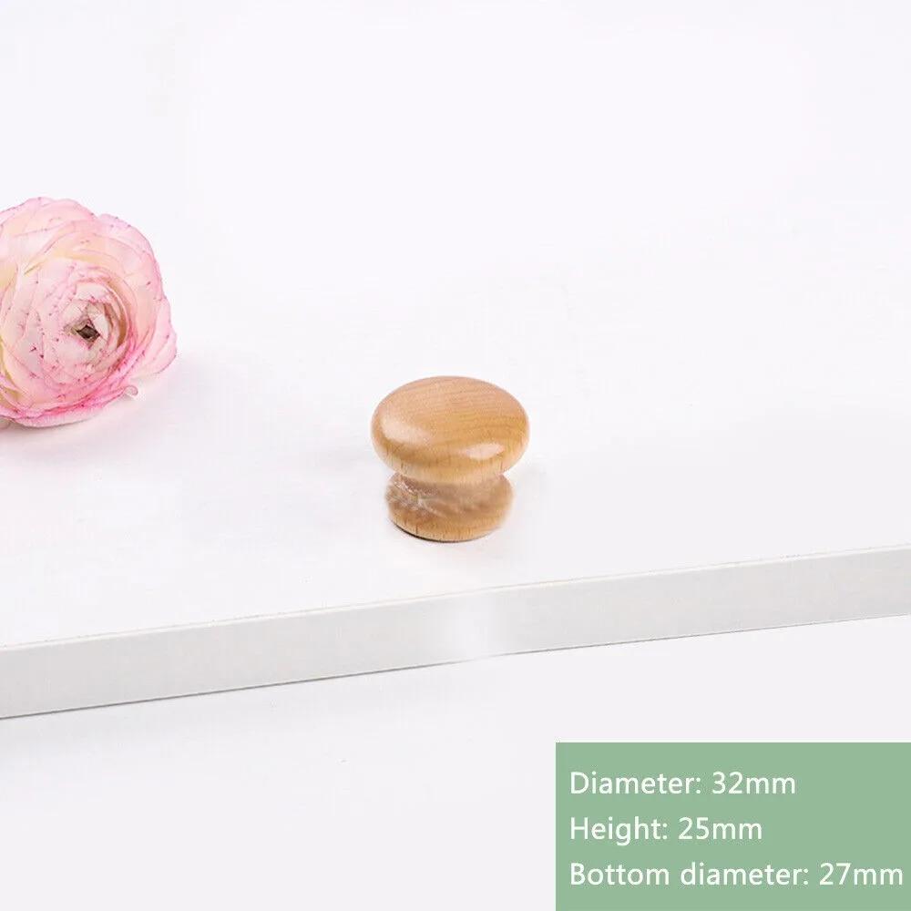 Dřevěná rukojeť nábytku Knoflík zásuvky Dveřní úchyt skříně šatní skříně Jednoduchý/dvojitý otvor Rukojeť z bukového dřeva Odolný domácí kování