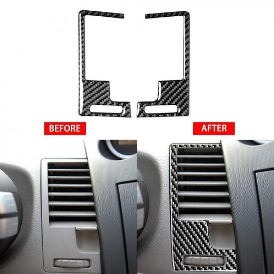 2Pcs Carbon Fiber Interior AC Outlet Vent Cover Trim For Nissan 350Z 2003-2009