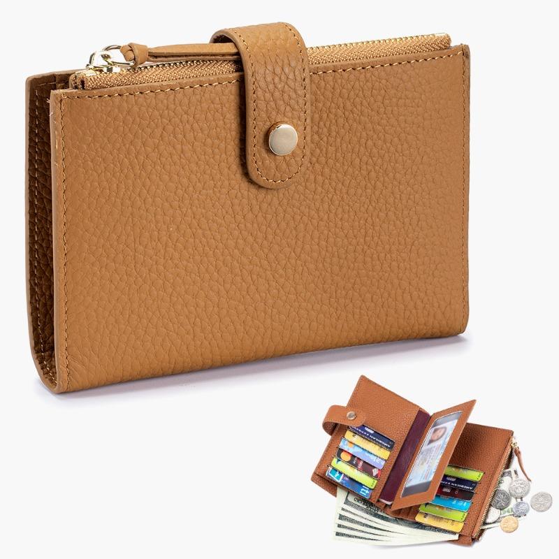 New leather women's wallet large capacity short multi-card ID bag cowhide vertical multi-function passport bag