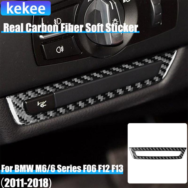 Real Carbon Fiber Car Accessories Dashboard Button Frame Cover Soft Sticker For BMW 6 Series/M6 F06 F12 F13 M Sport 2011—2018