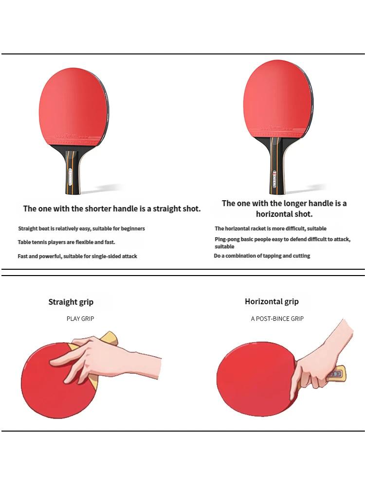Cheap Poplar Wood Blade Horizontal Grip Pips-out Rubber High Elasticity High Density Sponge 5-Ply Durable Table Tennis Racket