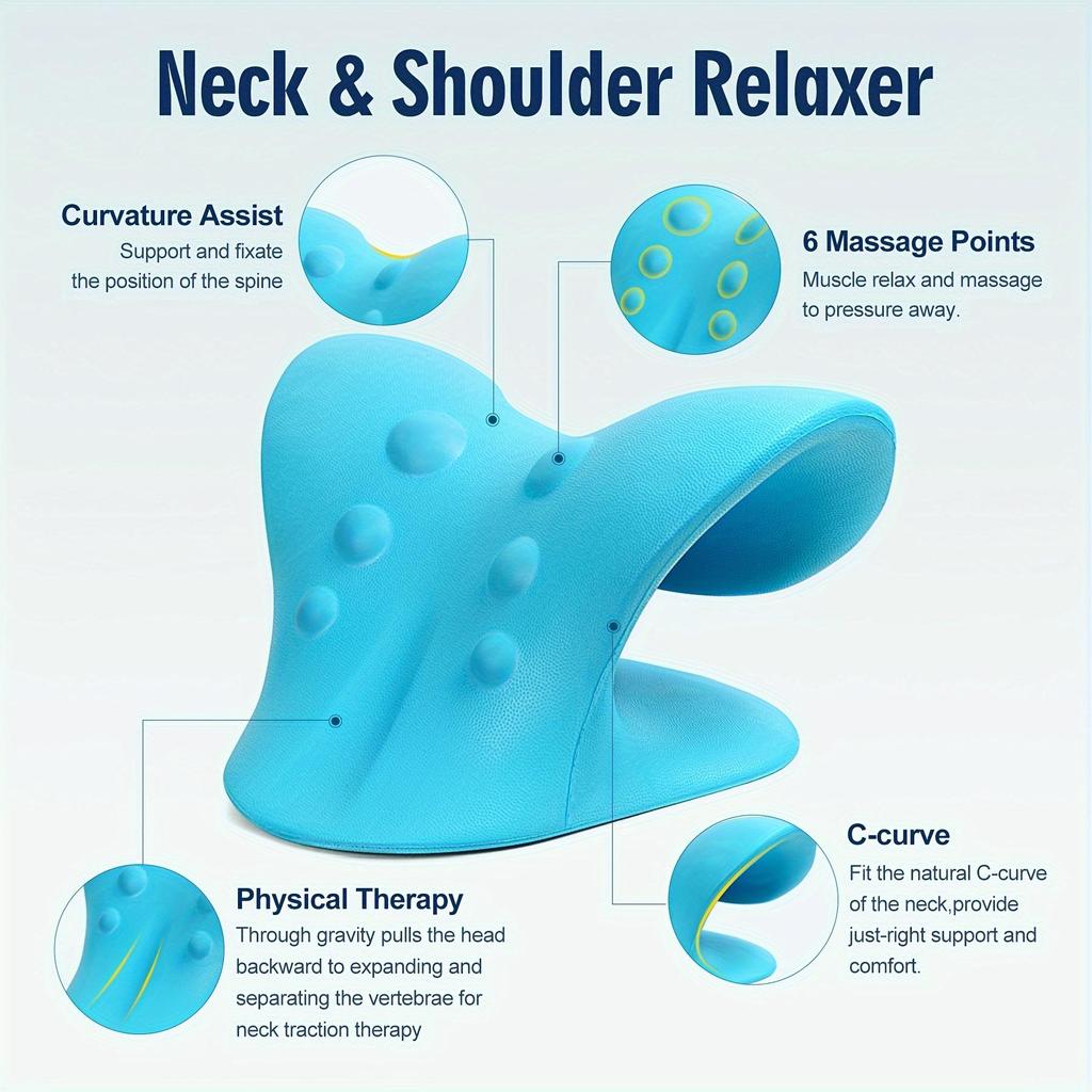 C-shaped Neck and Shoulder Massager: Cervical Spine Support & Acupressure Pillow for Relaxation and Posture Correction