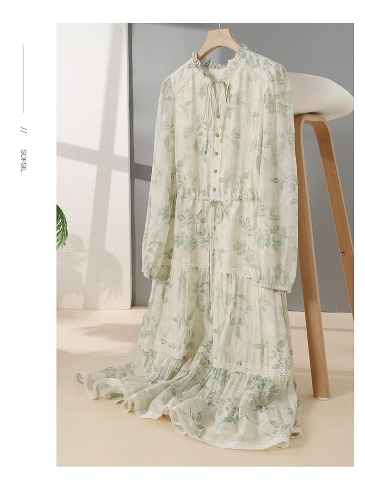 French Fungus Edge Hem Leads Printed Dress